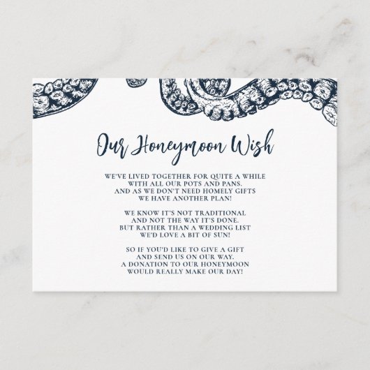 ネイビー航海のタコ新婚旅行カード エンクロージャーカード (正面)