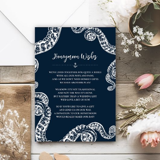 ネイビー航海のタコ私たちのハネムーンウィッシュカード エンクロージャーカード