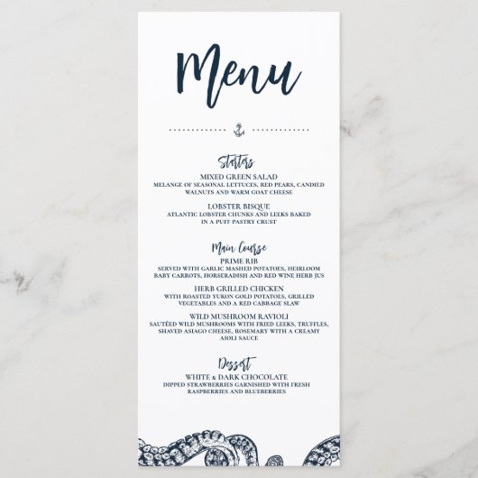 ネイビー航海のタコ結婚のフラットプレートメニュー メニュー (正面)