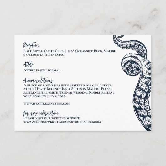 ネイビー航海のタコ結婚の情報カード エンクロージャーカード (正面)