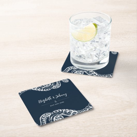 ネイビー航海のタコ結婚の紙コースター スクエアペーパーコースター (インサイチュ)