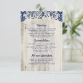 ネイビー航海のドリフトウッドビーチ結婚式詳細 エンクロージャーカード (スタンド正面)