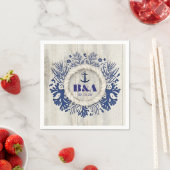 ネイビー航海のド素朴ライトウッドビーチ結婚式 スタンダードカクテルナプキン (インサイチュ)