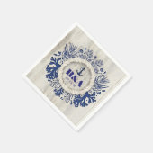 ネイビー航海のド素朴ライトウッドビーチ結婚式 スタンダードカクテルナプキン (角)