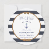 ネイビー航海のノット水色いかり日付の保存 招待状 (正面)