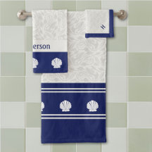 ネイビー航海のバスタオオルセットの貝殻