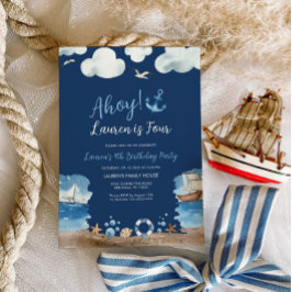 ネイビー航海のバースデーパーティー招待 招待状