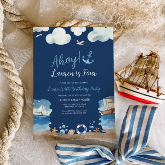 ネイビー航海のバースデーパーティー招待 招待状