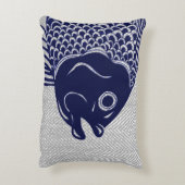 ネイビー航海のフィッシュヘッド&グレーヘリンボーン アクセントクッション (裏面(縦))