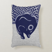 ネイビー航海のフィッシュヘッド&グレーヘリンボーン アクセントクッション (正面(垂直))