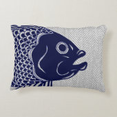 ネイビー航海のフィッシュヘッド&グレーヘリンボーン アクセントクッション (裏面)