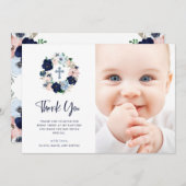 ネイビー航海のフローラとホワイト|写真バプティスマ サンキューカード (正面/裏面)