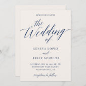 ネイビー航海のブエレガントルの結婚Inv 招待状 (正面/裏面)