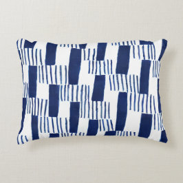 ネイビー航海のブラッシュストローク幾何枕 アクセントクッション
