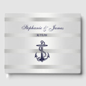 ネイビー航海のブルいかりシルバーホワイトゲストブック ゲストブック (正面)