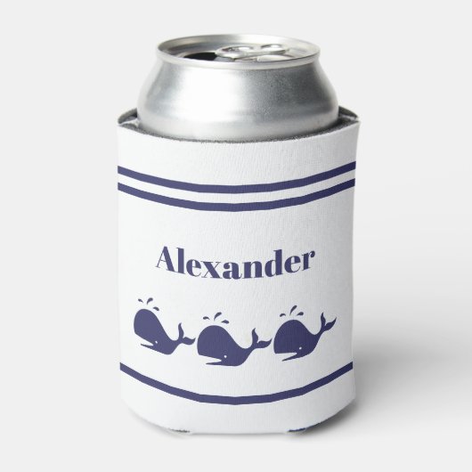 ネイビー航海のブルホエールホワイト海岸生活 缶クーラー (缶正面)