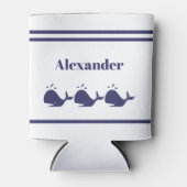 ネイビー航海のブルホエールホワイト海岸生活 缶クーラー (正面)