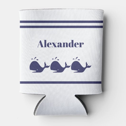 ネイビー航海のブルホエールホワイト海岸生活 缶クーラー (正面)