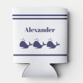 ネイビー航海のブルホエールホワイト海岸生活 缶クーラー (裏面)