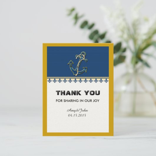 ネイビー航海のブルーありがとうnautcl1 ポストカード (スタンド正面)