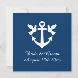 ネイビー航海のブルーいかりとホワイトド結婚ブ 招待状