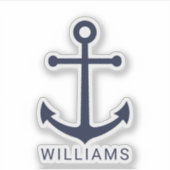 ネイビー航海のブルーいかりと名前をカスタムする シール (正面)