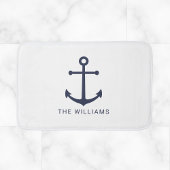 ネイビー航海のブルーいかりと名前をカスタムする バスマット