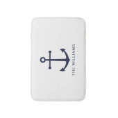 ネイビー航海のブルーいかりと名前をカスタムする バスマット (正面縦)