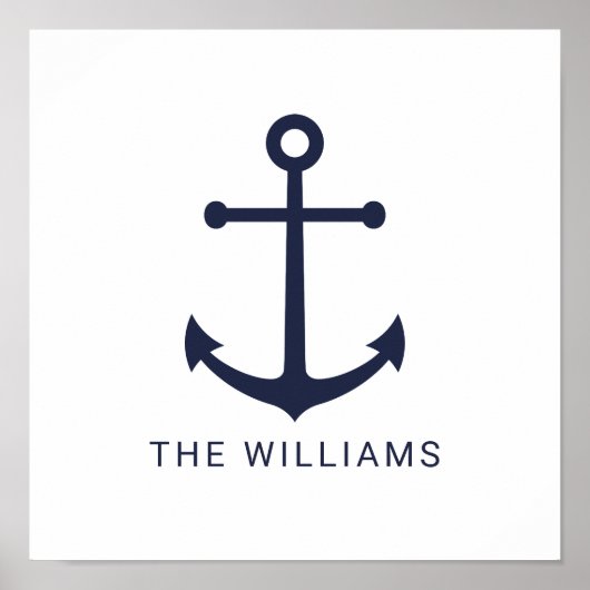 ネイビー航海のブルーいかりと名前をカスタムする ポスター (正面)