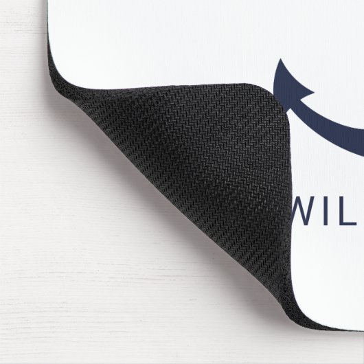 ネイビー航海のブルーいかりと名前をカスタムする マウスパッド (コーナー)