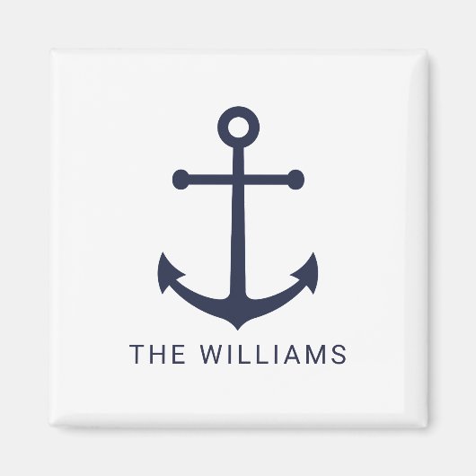 ネイビー航海のブルーいかりと名前をカスタムする マグネット (正面)