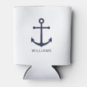 ネイビー航海のブルーいかりと名前をカスタムする 缶クーラー (正面)