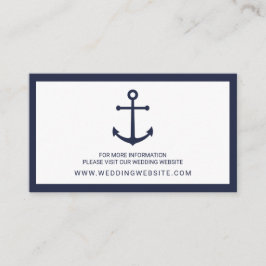 ネイビー航海のブルーいかりの結婚ウェブサイトカード エンクロージャーカード