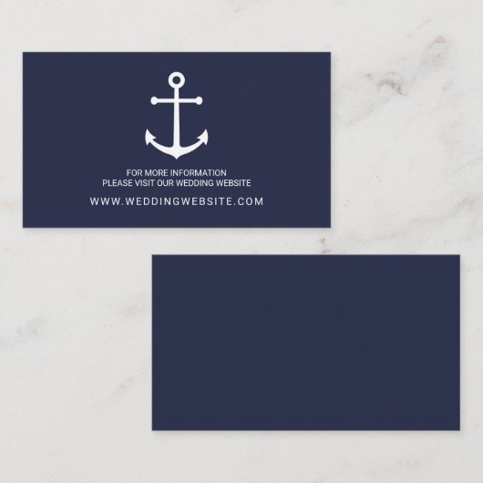 ネイビー航海のブルーいかりの結婚ウェブサイトカード エンクロージャーカード (正面/裏面)