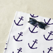 ネイビー航海のブルーいかりカスタムビーチタオル ビーチタオル (インサイチュ)