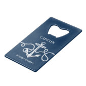 ネイビー航海のブルーいかりキャプテン名 クレジットカード栓抜き (正面アングル)