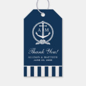 ネイビー航海のブルーいかりズ結婚モノグラム ギフトタグ (正面)