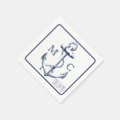 ネイビー航海のブルーいかりナプキン スタンダードカクテルナプキン (角)