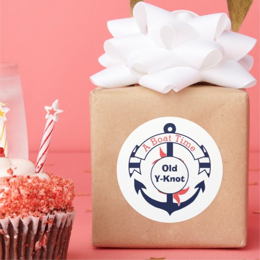 ネイビー航海のブルーいかりニューボートおめでとう ラウンドシール (パーティー)