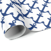 ネイビー航海のブルーいかりパターン ラッピングペーパー (ロールコーナー)