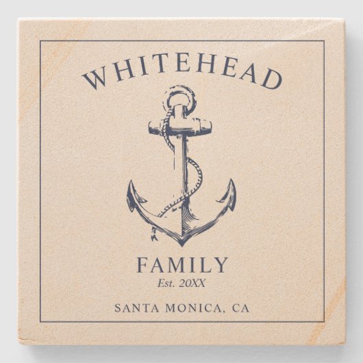 ネイビー航海のブルーいかりファミリー ストーンコースター (正面)