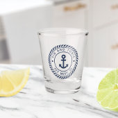 ネイビー航海のブルーいかりボート名 ショットグラス