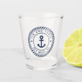 ネイビー航海のブルーいかりボート名 ショットグラス (正面)