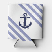 ネイビー航海のブルーいかりロープ/ブルーストライプ 缶クーラー (正面)