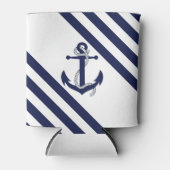 ネイビー航海のブルーいかりロープ/ブルーストライプ 缶クーラー (正面)
