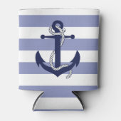 ネイビー航海のブルーいかりロープ/ブルーストライプ 缶クーラー (正面)