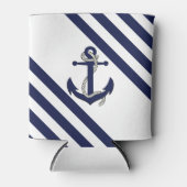 ネイビー航海のブルーいかりロープ/ブルーストライプ 缶クーラー (正面)