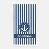 ネイビー航海のブルーいかり上のロープ付きストライプ (正面)