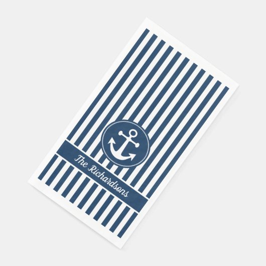 ネイビー航海のブルーいかり上のロープ付きストライプ (コーナー)