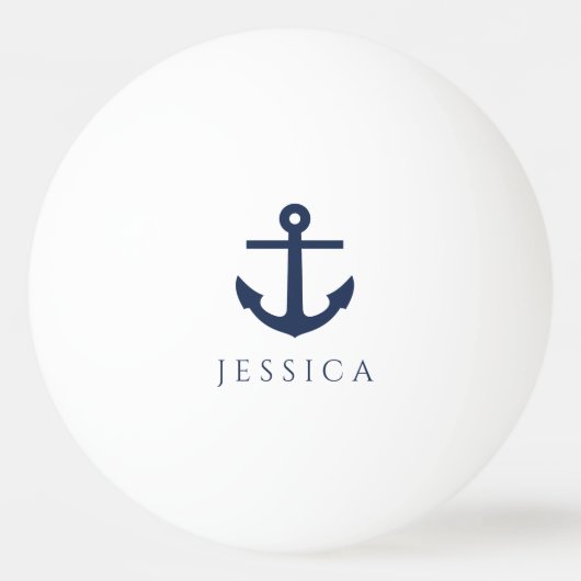 ネイビー航海のブルーいかり名前をカスタムする 卓球ボール (正面)